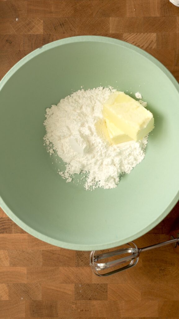 butter and powdered sugar about to be creamed