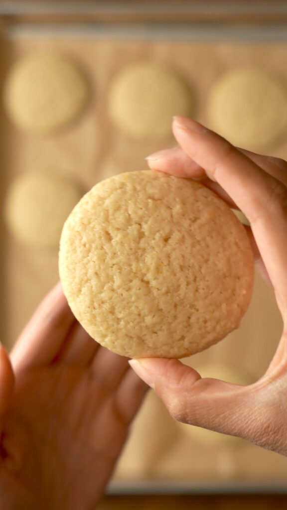 the top of a baked cookie