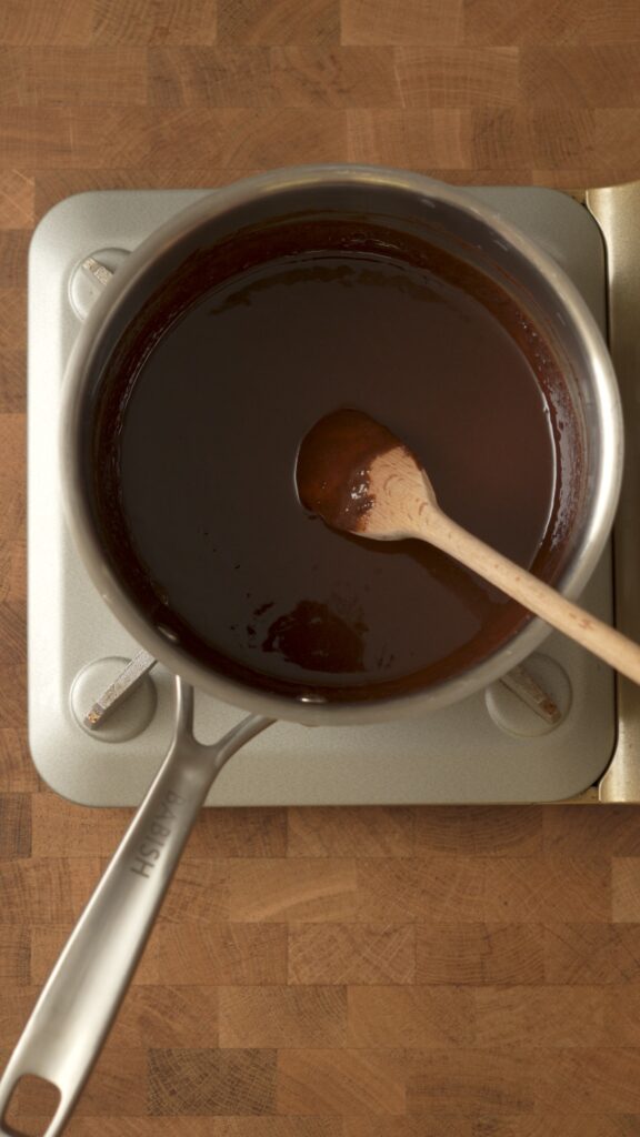 when its fully mixed and glossy, it is done heating