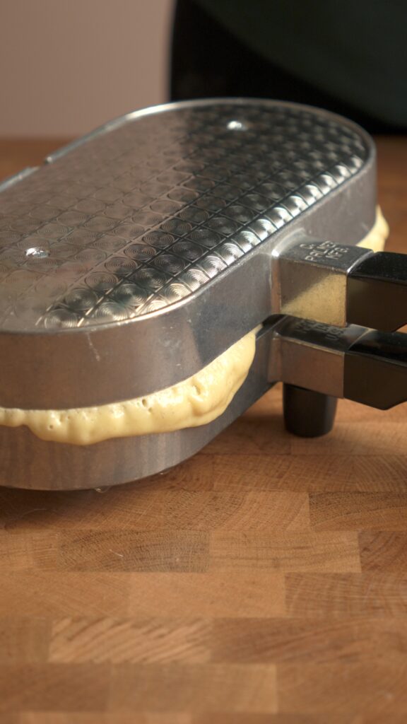 A little bit of runoff from the pizzelle press