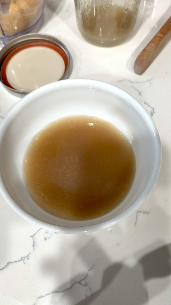 a bad photo of the mixture strained