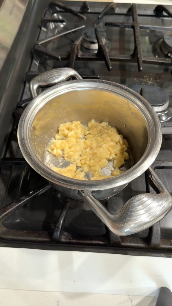 bananas mashed in a pot