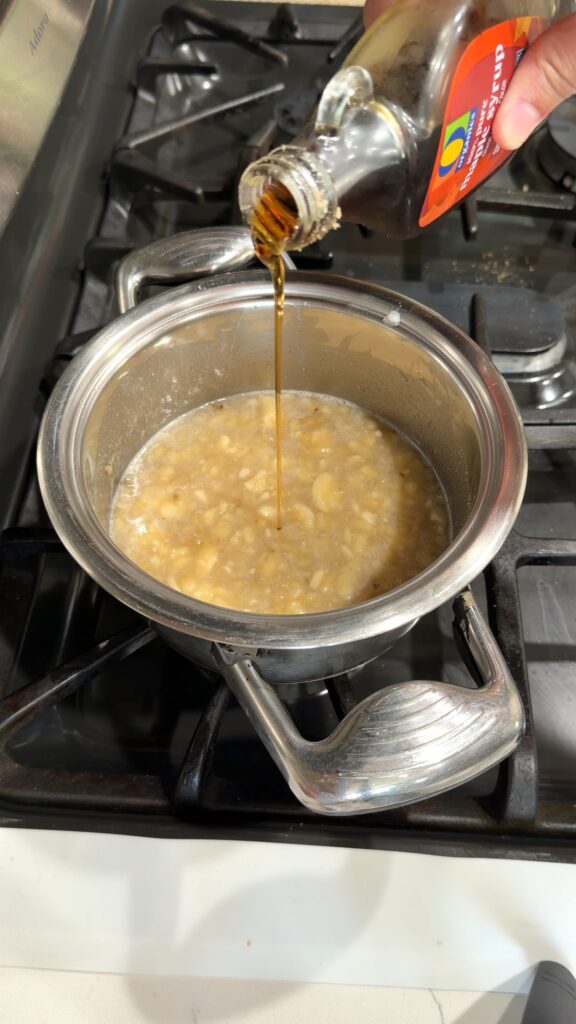 a dash of maple syrup added to the mixture