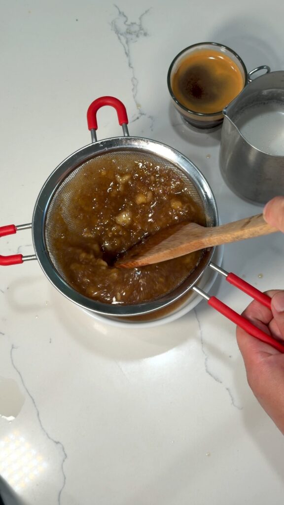 straining the solution